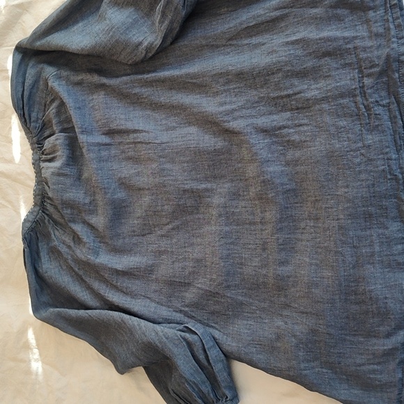 Kim Rogers Peasant Neckline 3/4 Sleeve Embroidered Appliqued Poet Blouse Blue 1X - Picture 11 of 11